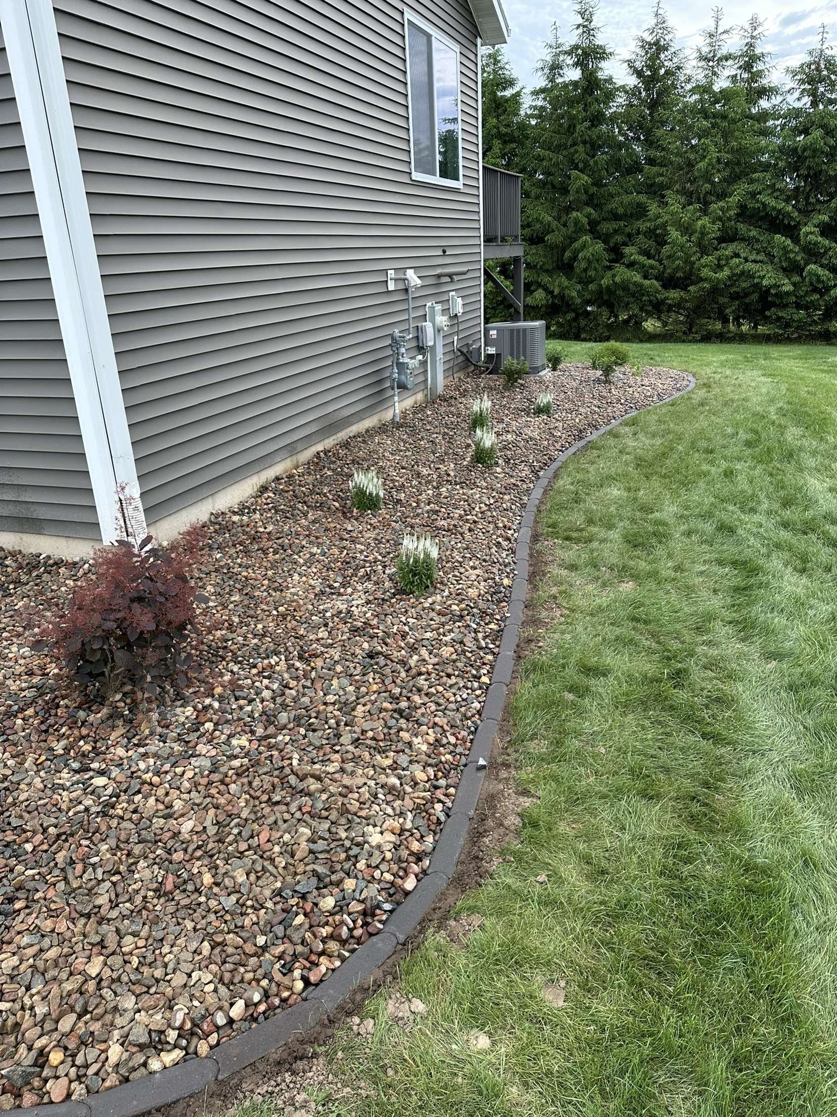 Gallery photos for Sod Removal to Rock Beds with Brick Edging and Plants: Image #2