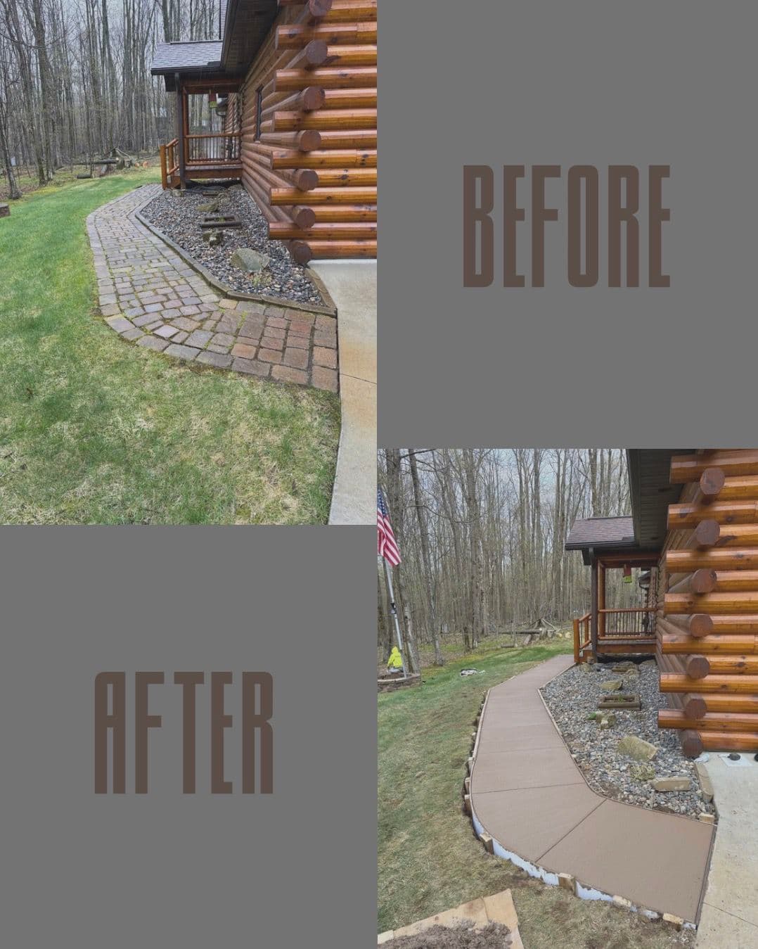 Sunken Paver Walkways Replaced With Latte Concrete Flatwork image