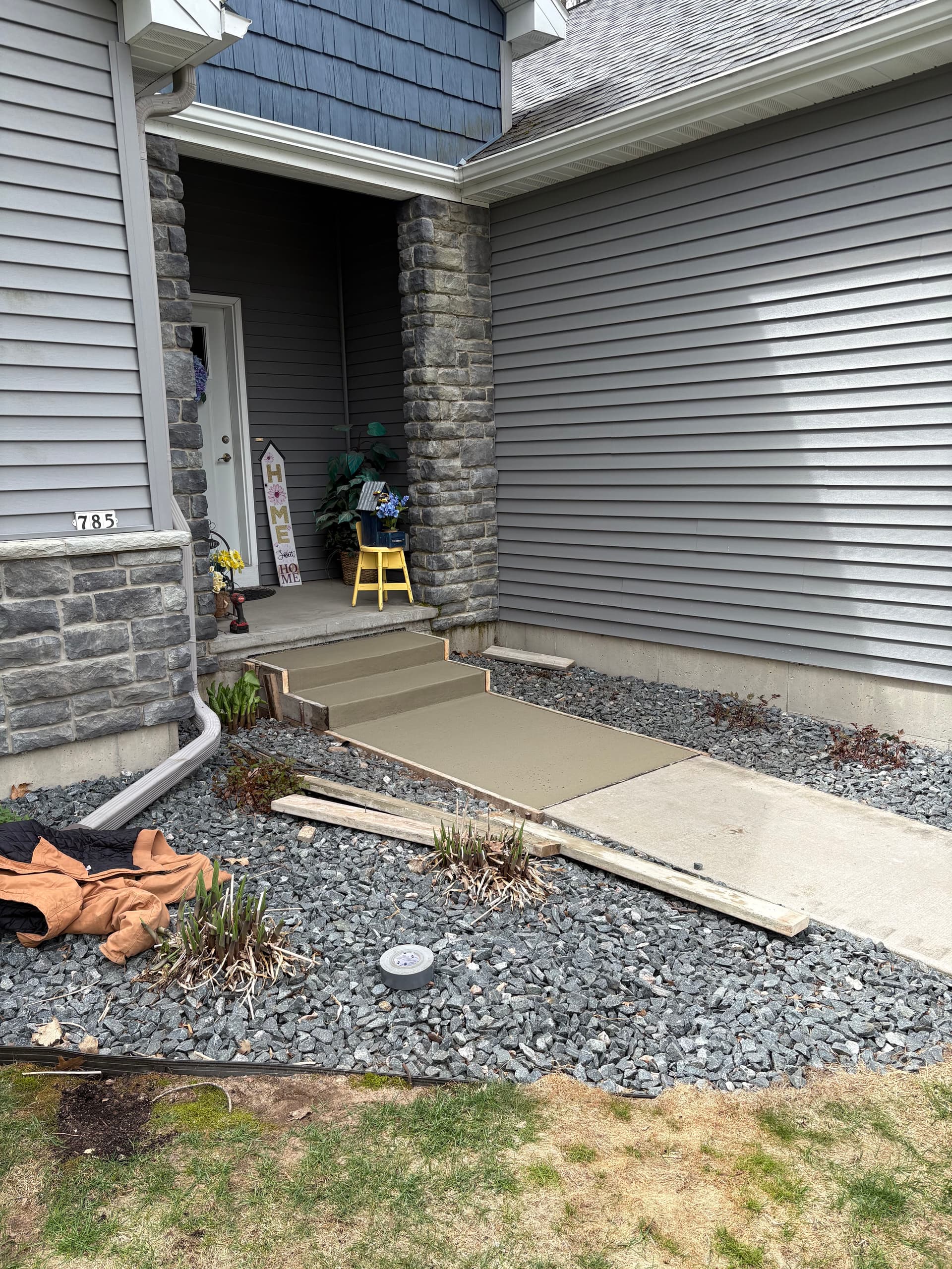New Concrete Steps, Slabs, and Lawn Sections at a Home Entry image