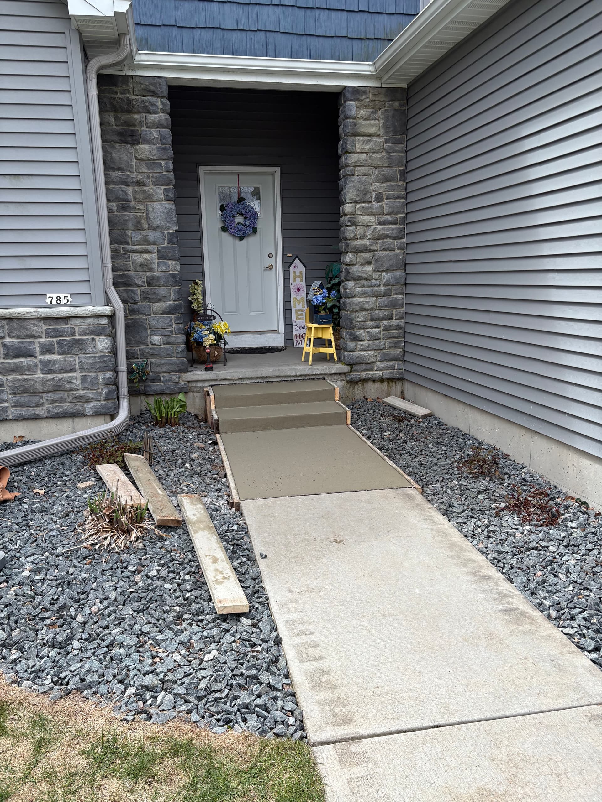 Gallery photos for New Concrete Steps, Slabs, and Lawn Sections at a Home Entry: Image #1